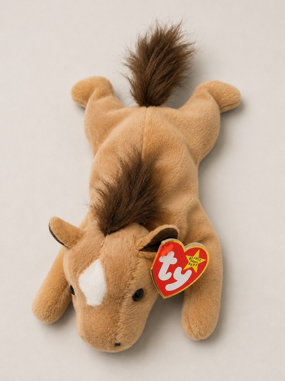 Ty Beanie Baby Derby Horse 1995 Fine Mane Brown Vintage 90s Kid Plush Toy Retro